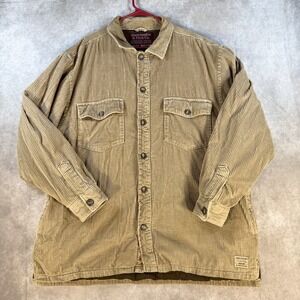 Y2K Abercrombie & Fitch Shacket Men XL Brown Corduroy Quilted Lined Jacket VTG